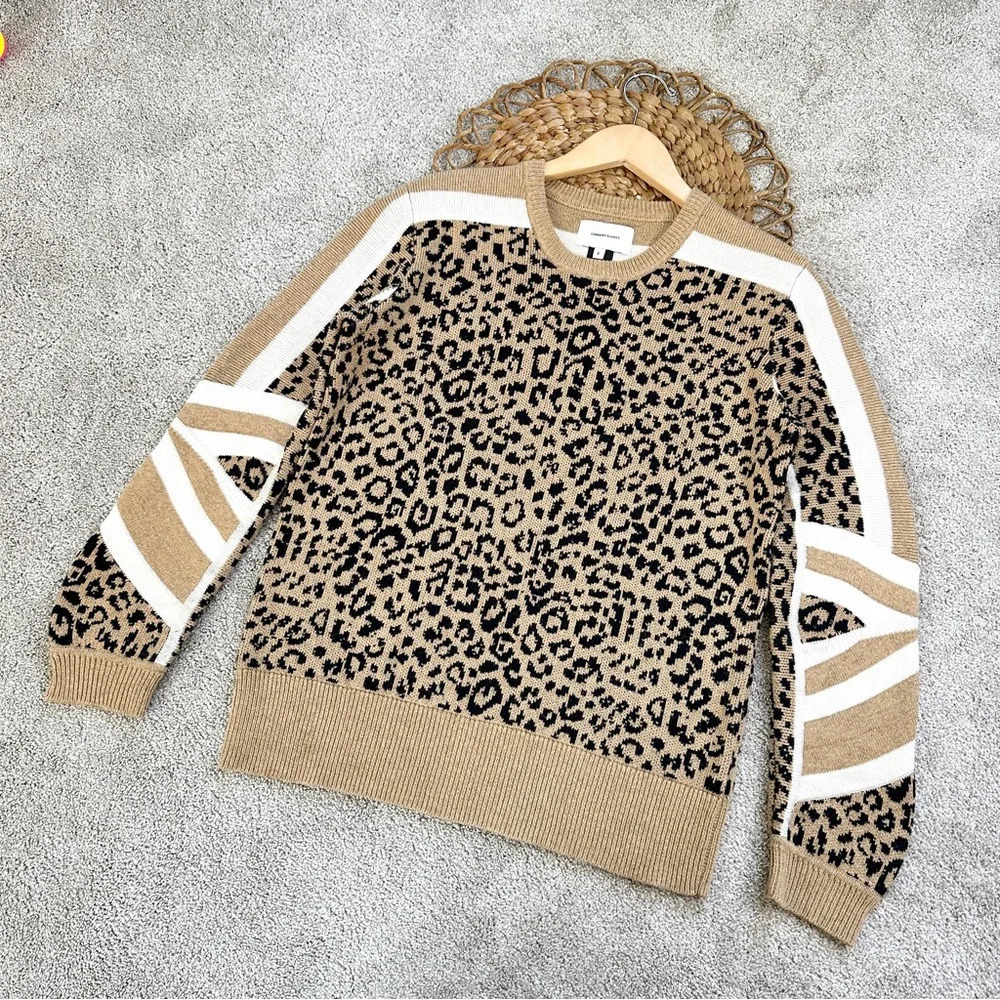 Current/Elliott Duvall Leopard Animal Print Sweater Pullover Wool Blend Size 2 - Picture 3 of 11